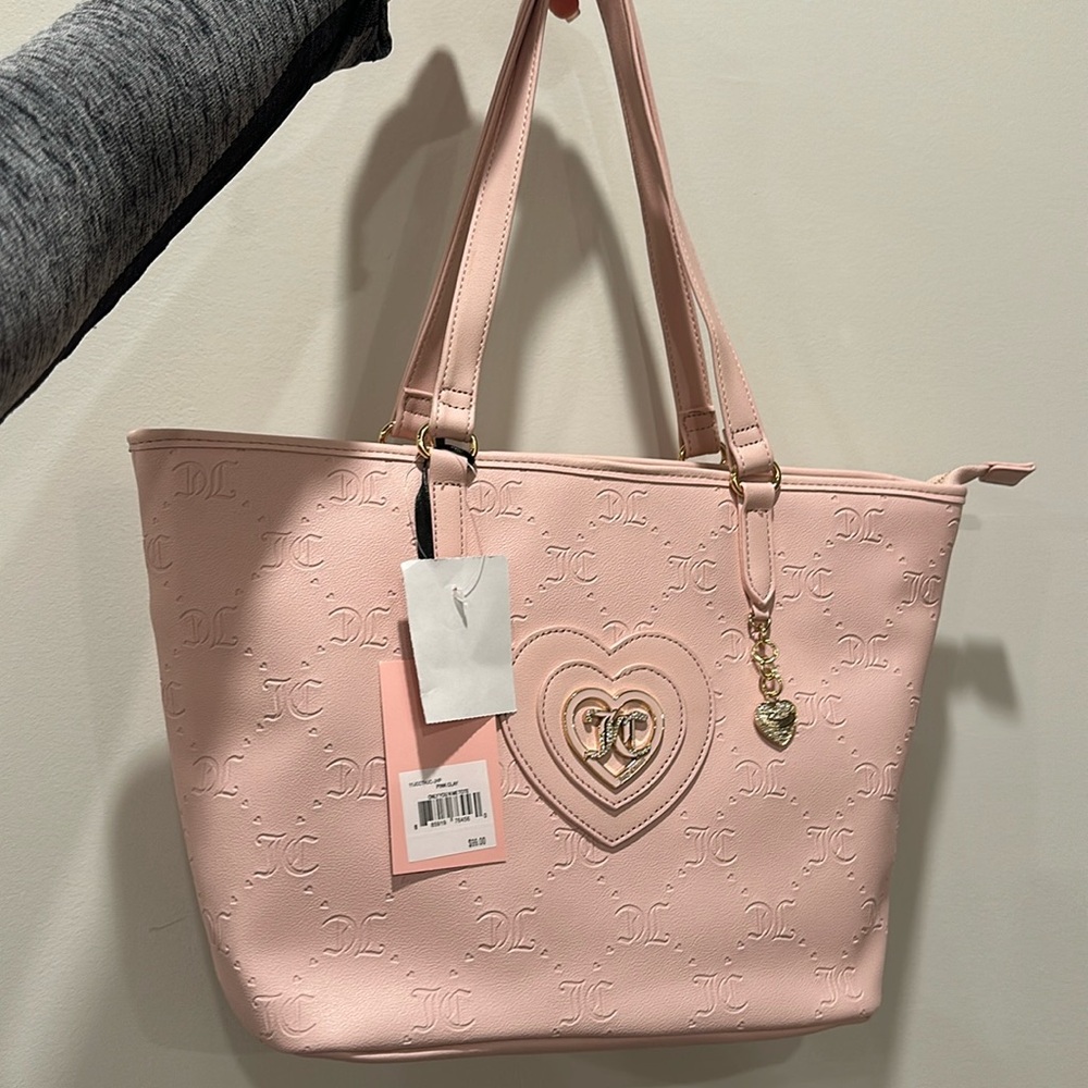 Juicy Couture Only You And Me Tote Bag With Heart Charm NWT Pink Clay